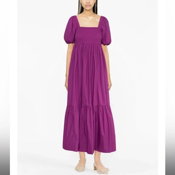 Ganni | Dresses | Gannismocked Organic Cotton Dress Size 32us | Poshmark